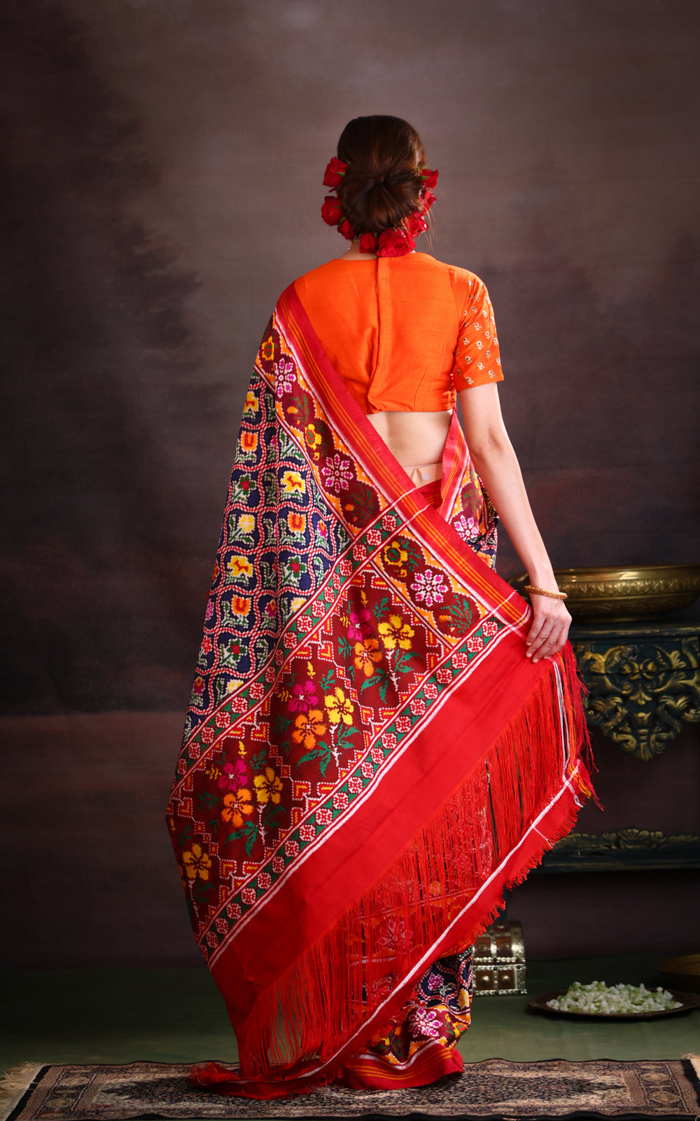 Navy Blue & Maroon Patan Patola Silk Saree