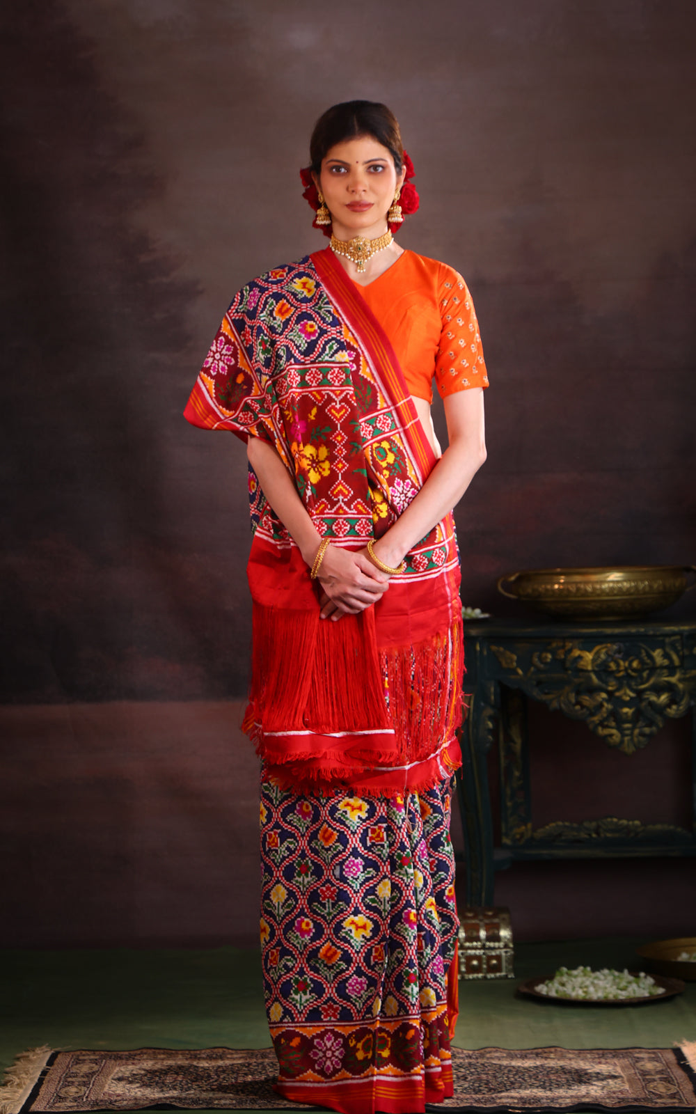 Navy Blue & Maroon Patan Patola Silk Saree