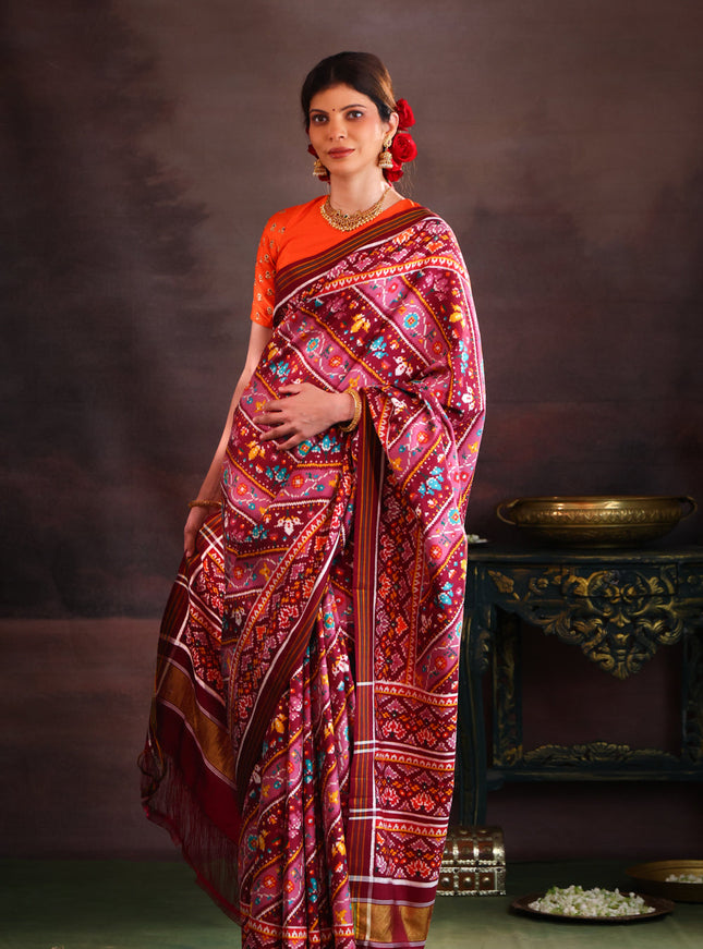 Mauve Pink Patan Patola Silk Saree