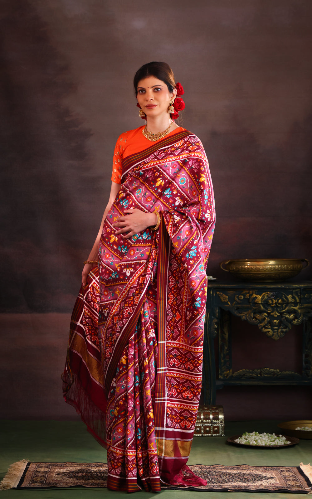 Mauve Pink Patan Patola Silk Saree