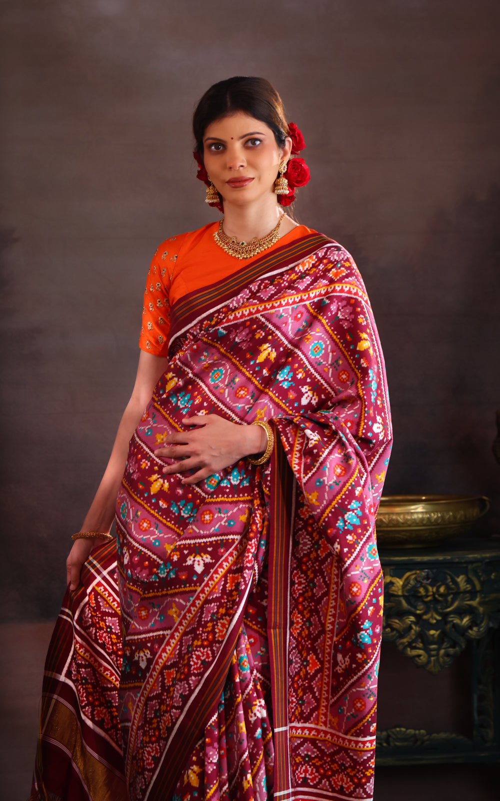 Mauve Pink Patan Patola Silk Saree