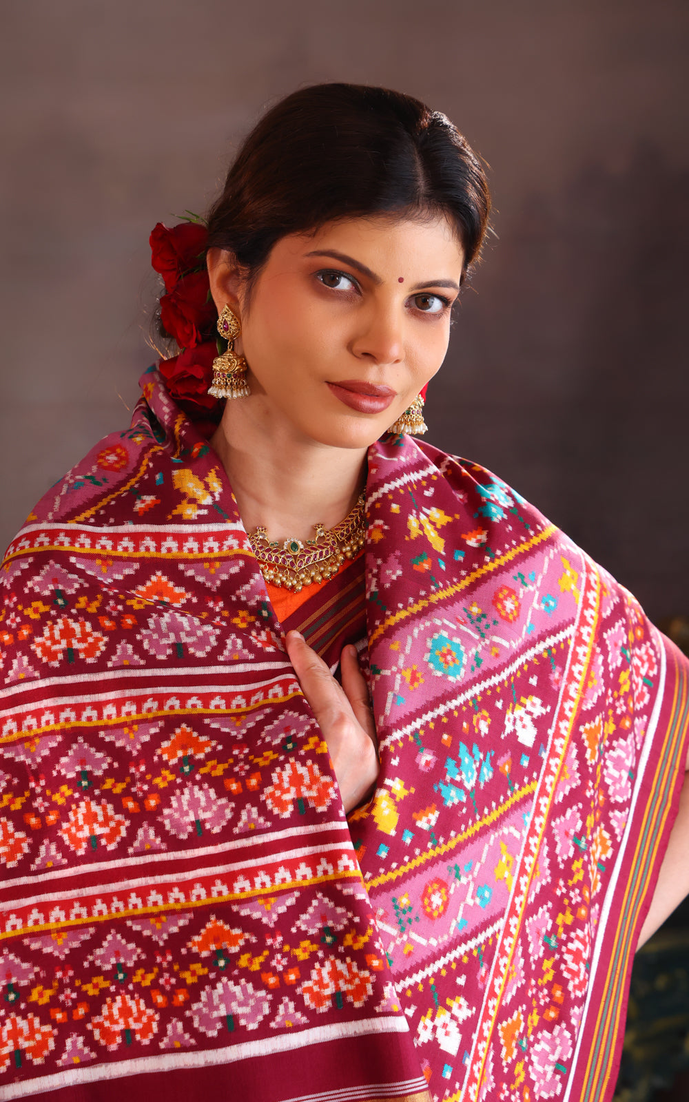 Mauve Pink Patan Patola Silk Saree