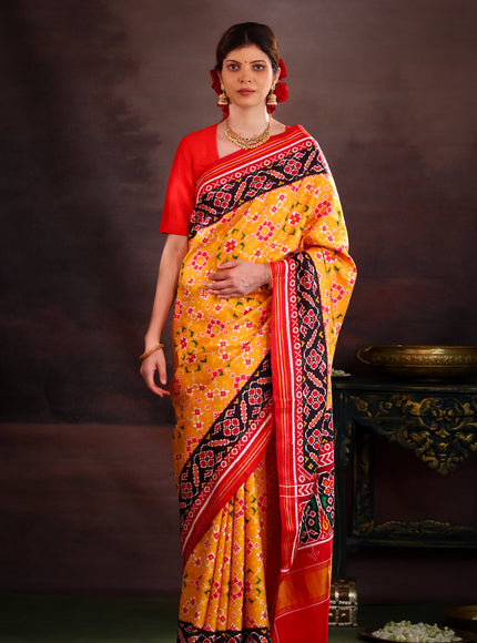 Yellow & Maroon Patan Patola Silk Saree