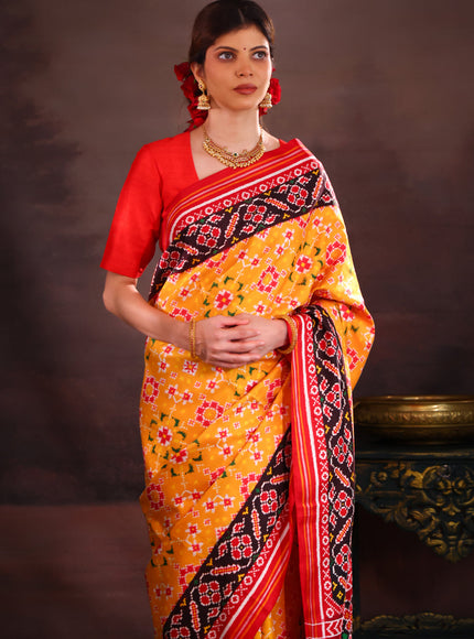 Yellow & Maroon Patan Patola Silk Saree