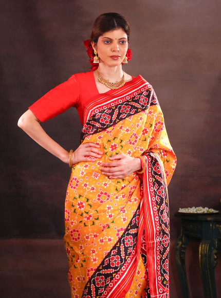 Yellow & Maroon Patan Patola Silk Saree