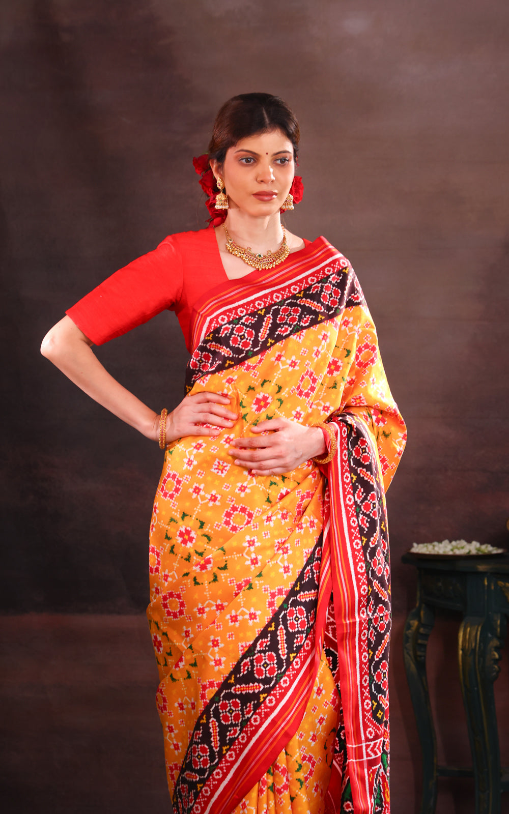 Yellow & Maroon Patan Patola Silk Saree