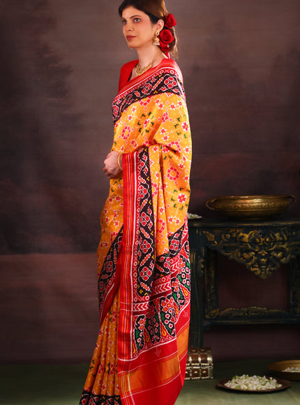 Yellow & Maroon Patan Patola Silk Saree