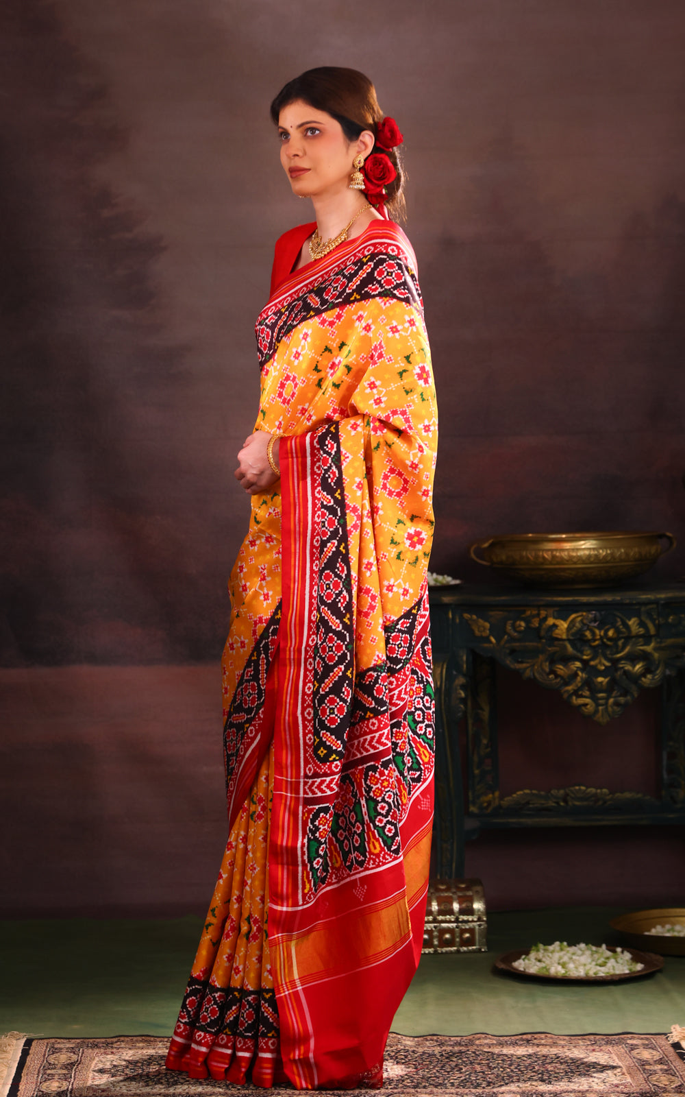 Yellow & Maroon Patan Patola Silk Saree