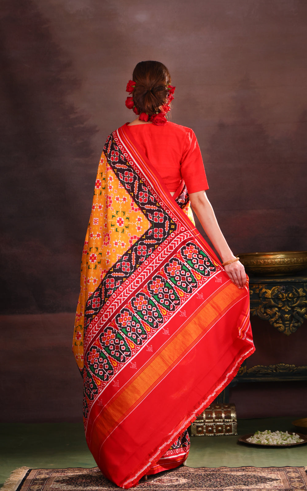 Yellow & Maroon Patan Patola Silk Saree