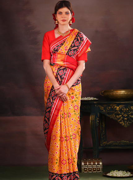 Yellow & Maroon Patan Patola Silk Saree