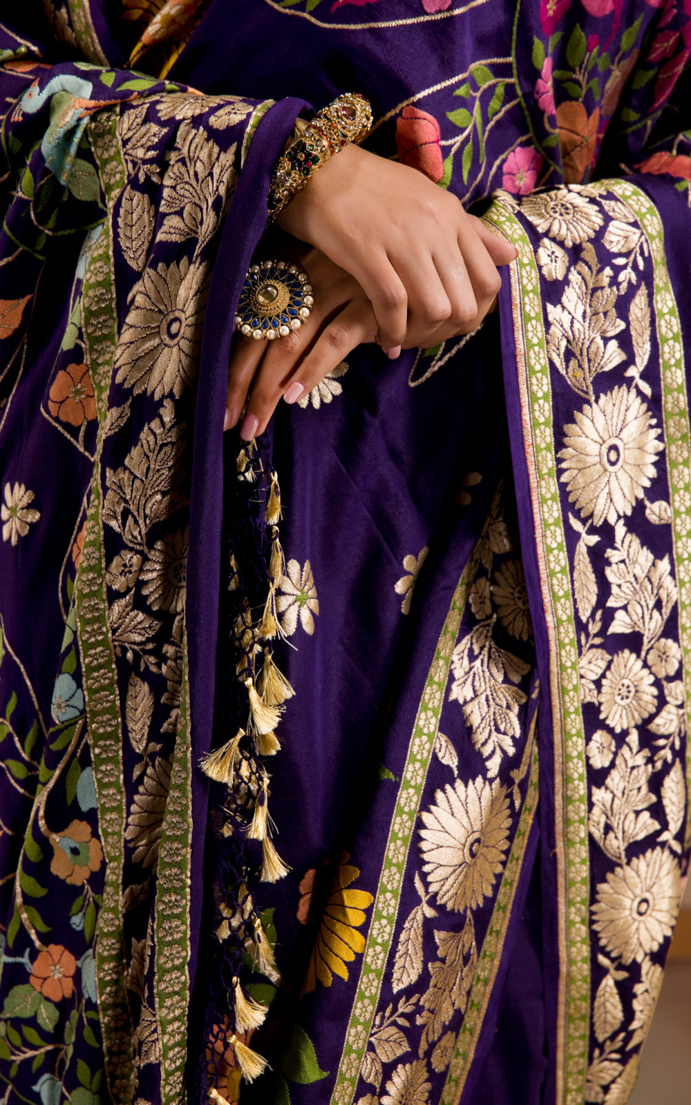 Violet Banarasi Crepe With Kadhua Weaves