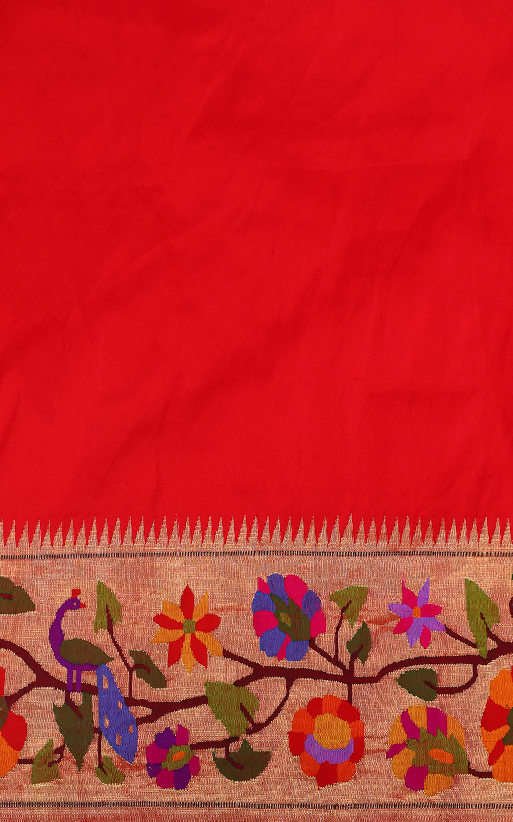 Violet & Red Pure Paithani Silk Saree With Bandhej