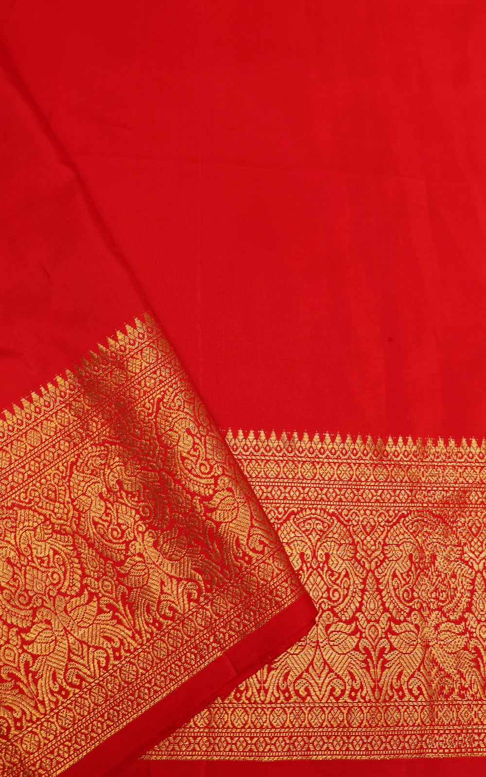 Navy Blue & Red Pure Kanchipuram Silk Saree With Bandhej