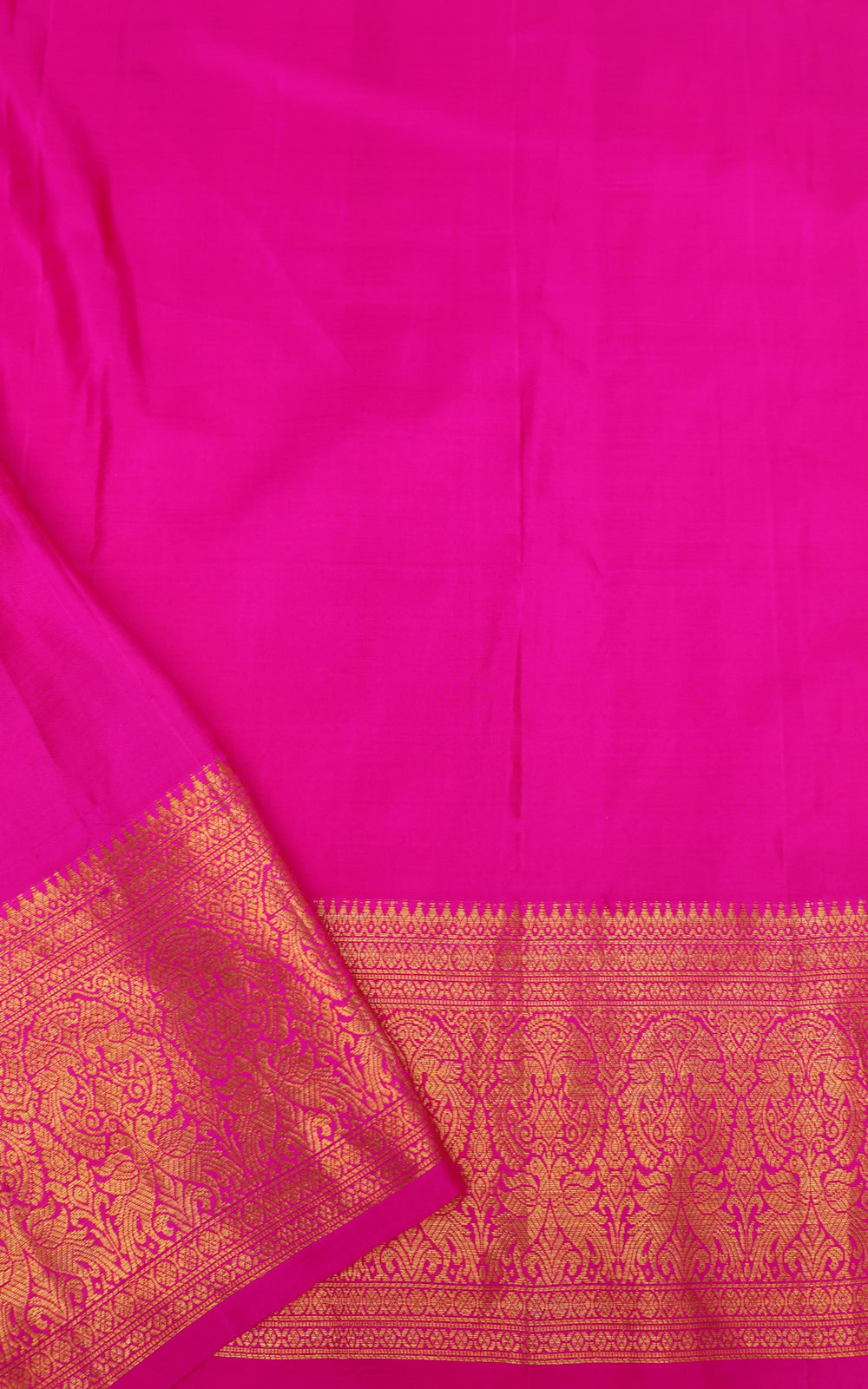 Cream & Pink Pure Kanchipuram Silk Saree With Placement Style Bandhej