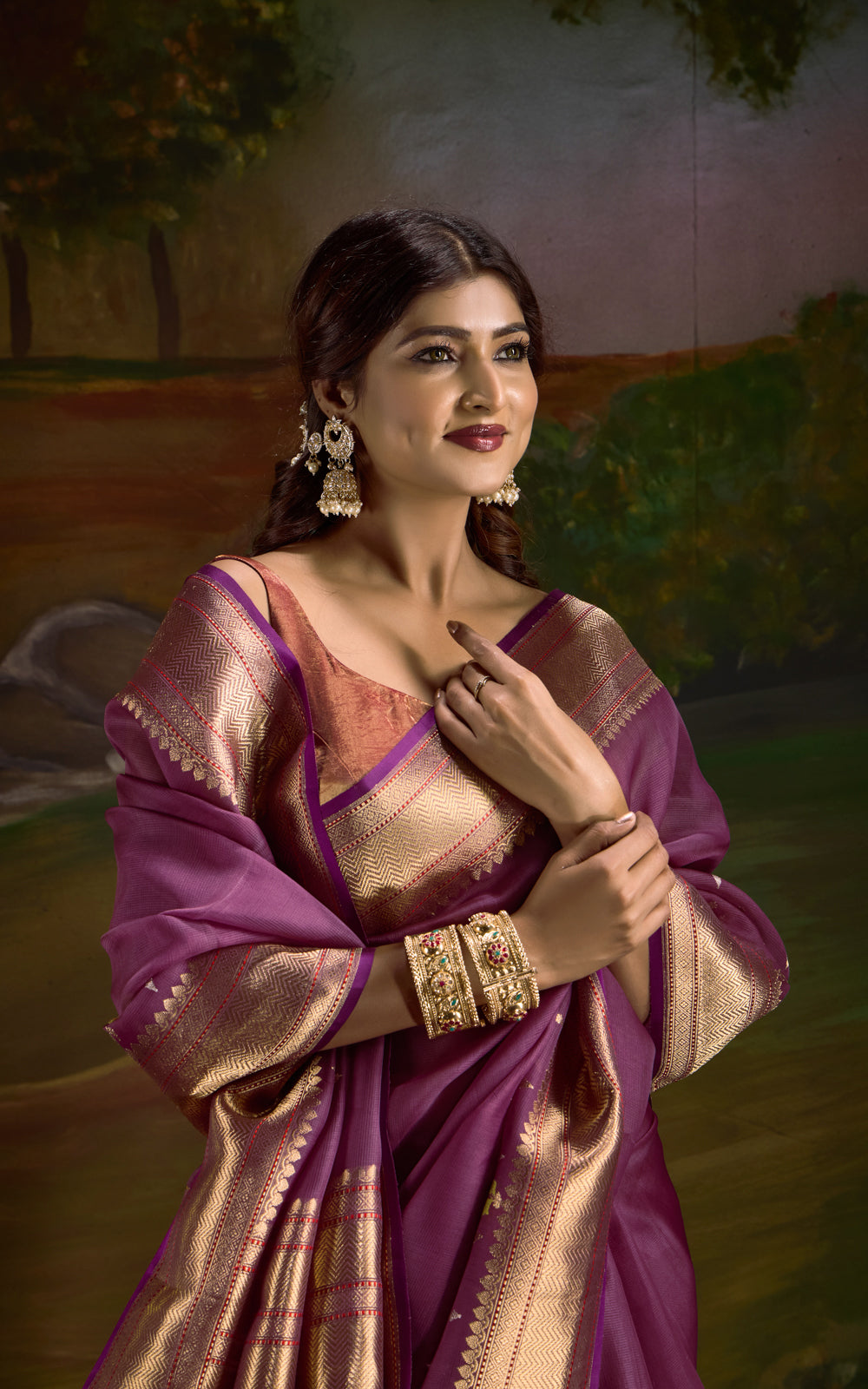 Deep Wine Iktara Kora Silk Saree With Floral Motif