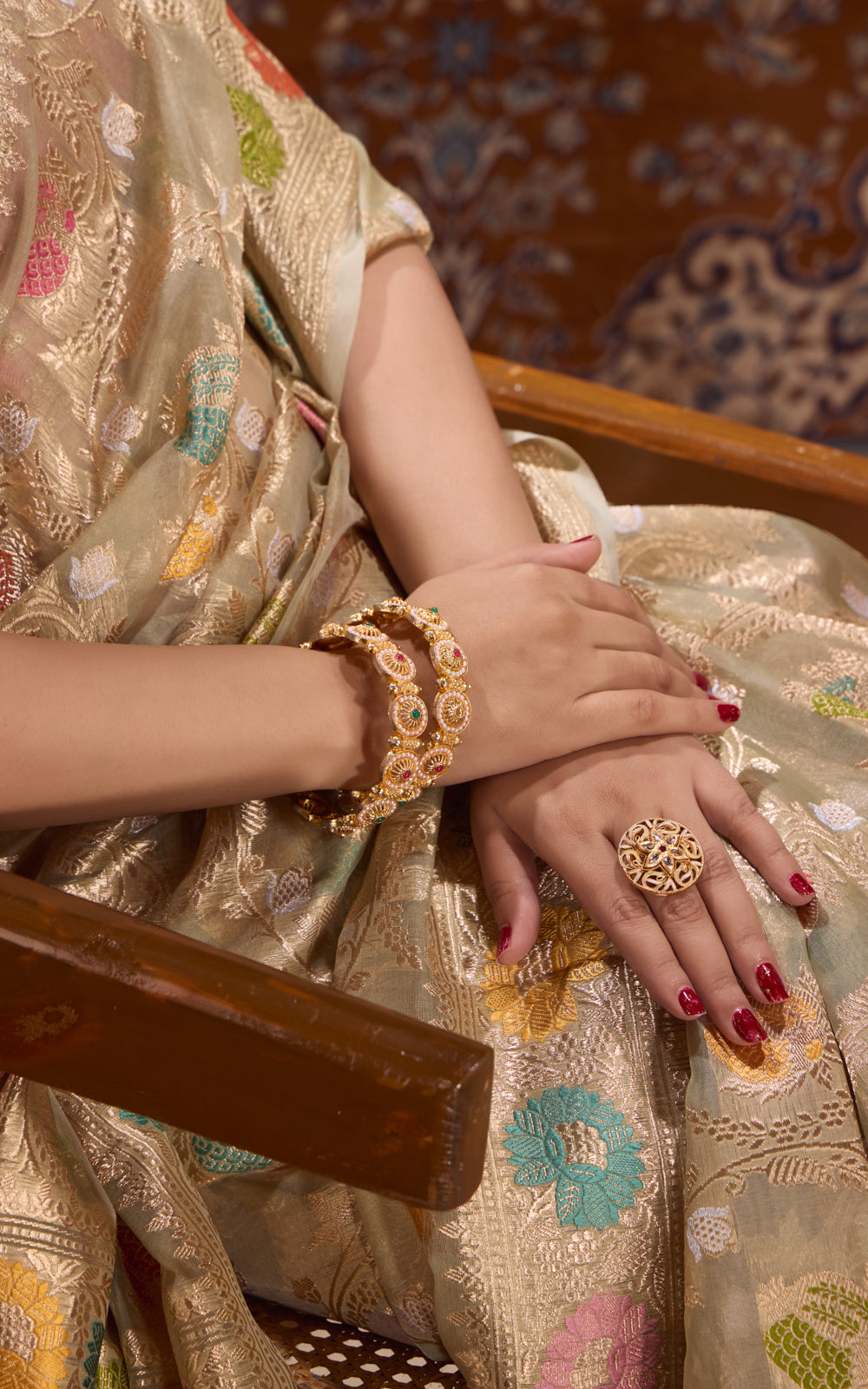 Pastel Green Banarasi Kora Saree With Kadhua Weaves