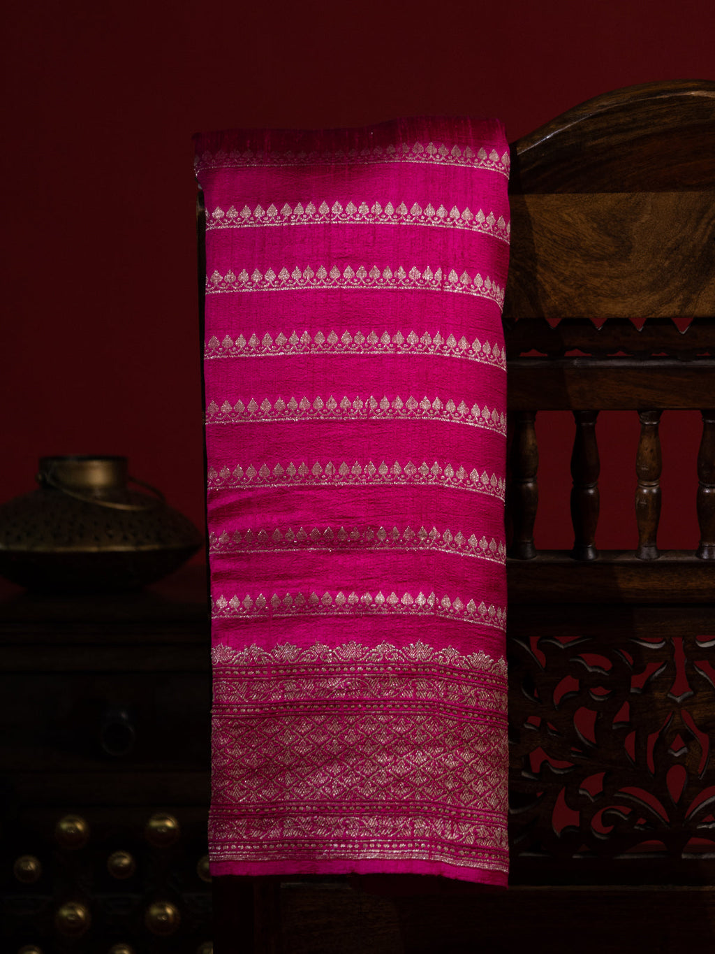 Pink & Violet Banarasi Raw Silk Saree