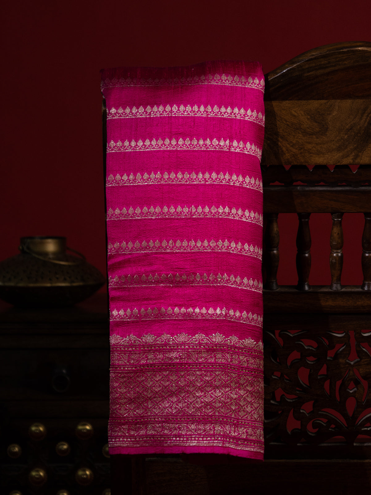 Pink & Violet Banarasi Raw Silk Saree