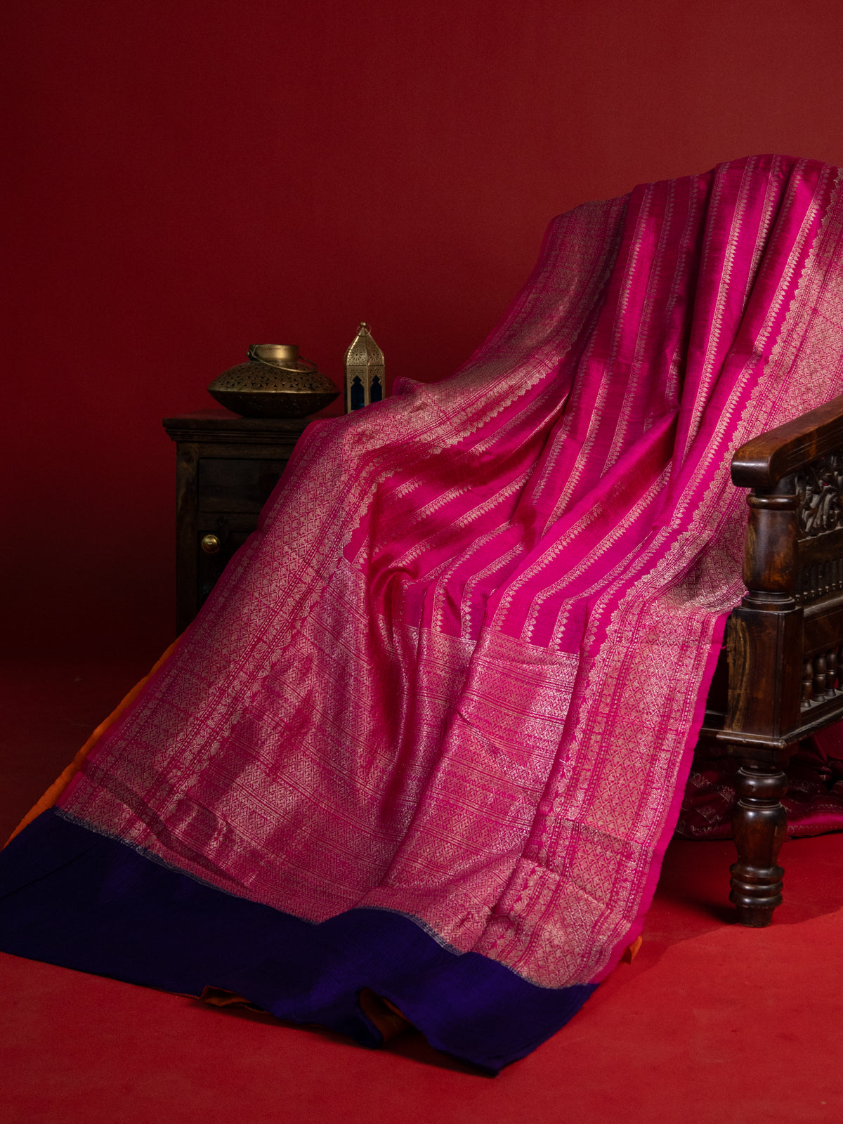 Pink & Violet Banarasi Raw Silk Saree