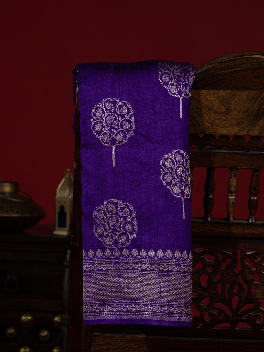 Violet & Pink Banarasi Raw Silk Saree