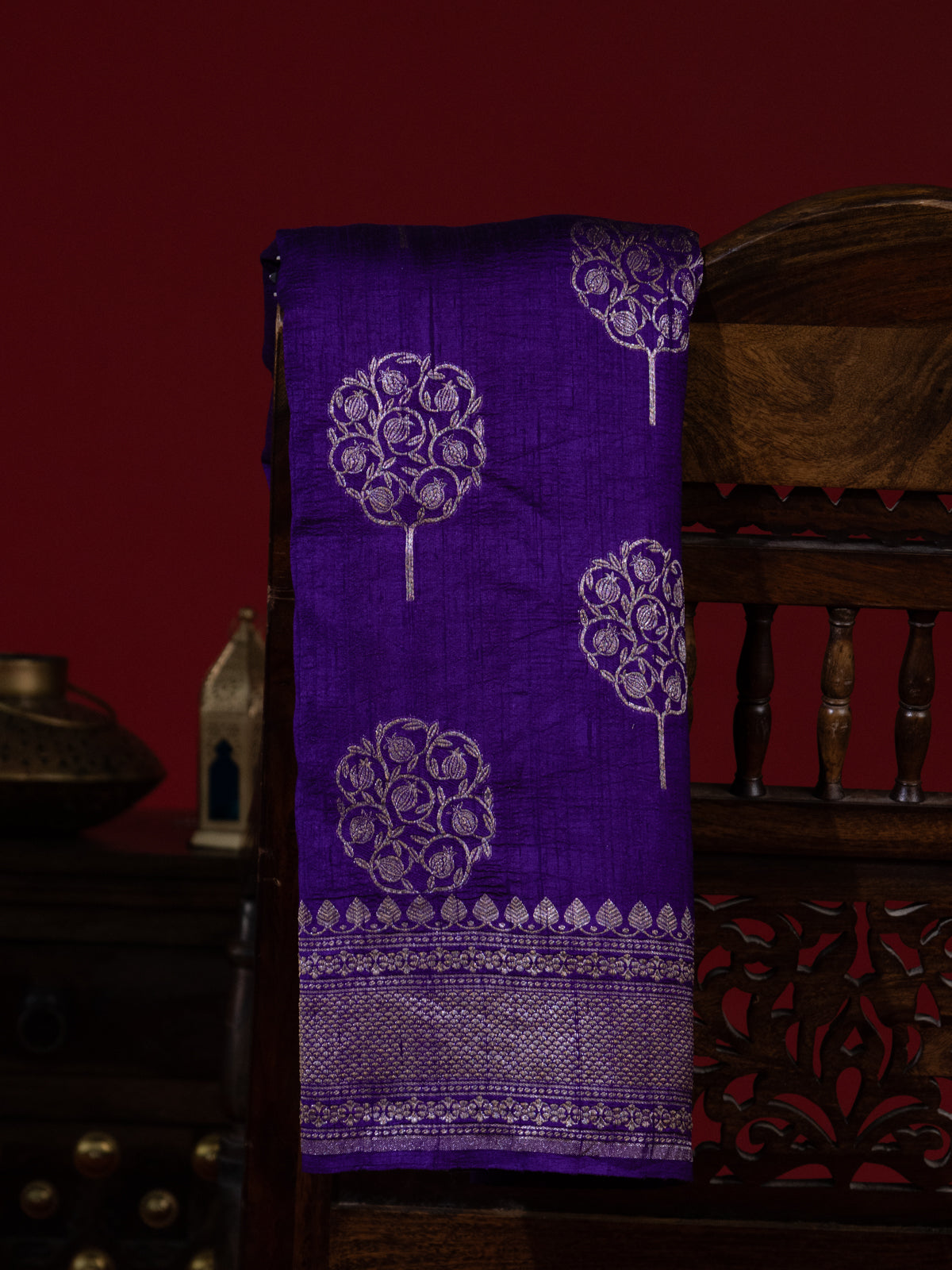Violet & Pink Banarasi Raw Silk Saree