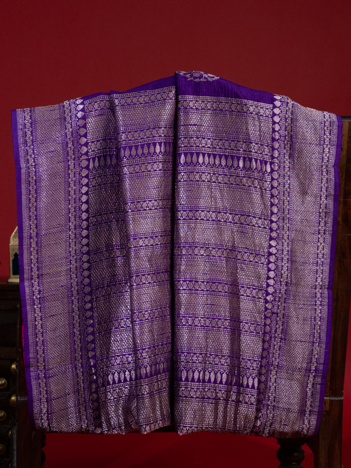 Violet & Pink Banarasi Raw Silk Saree