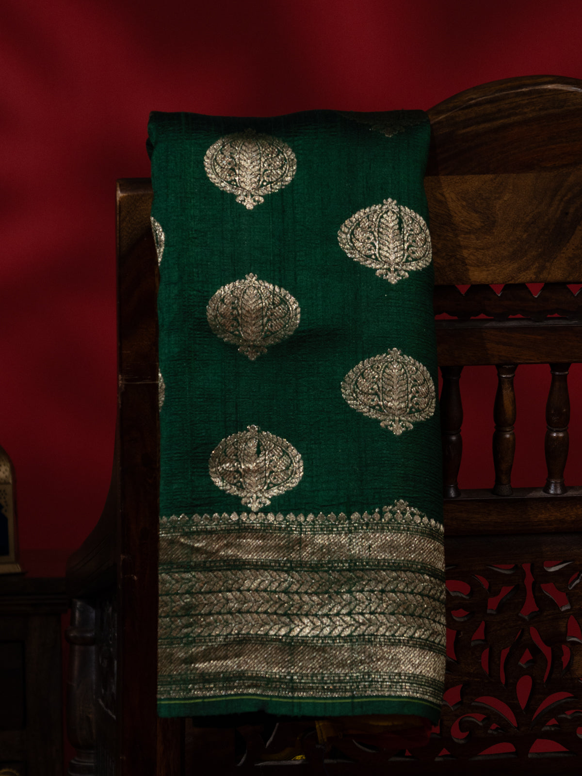 Green & Yellow Banarasi Raw Silk Saree