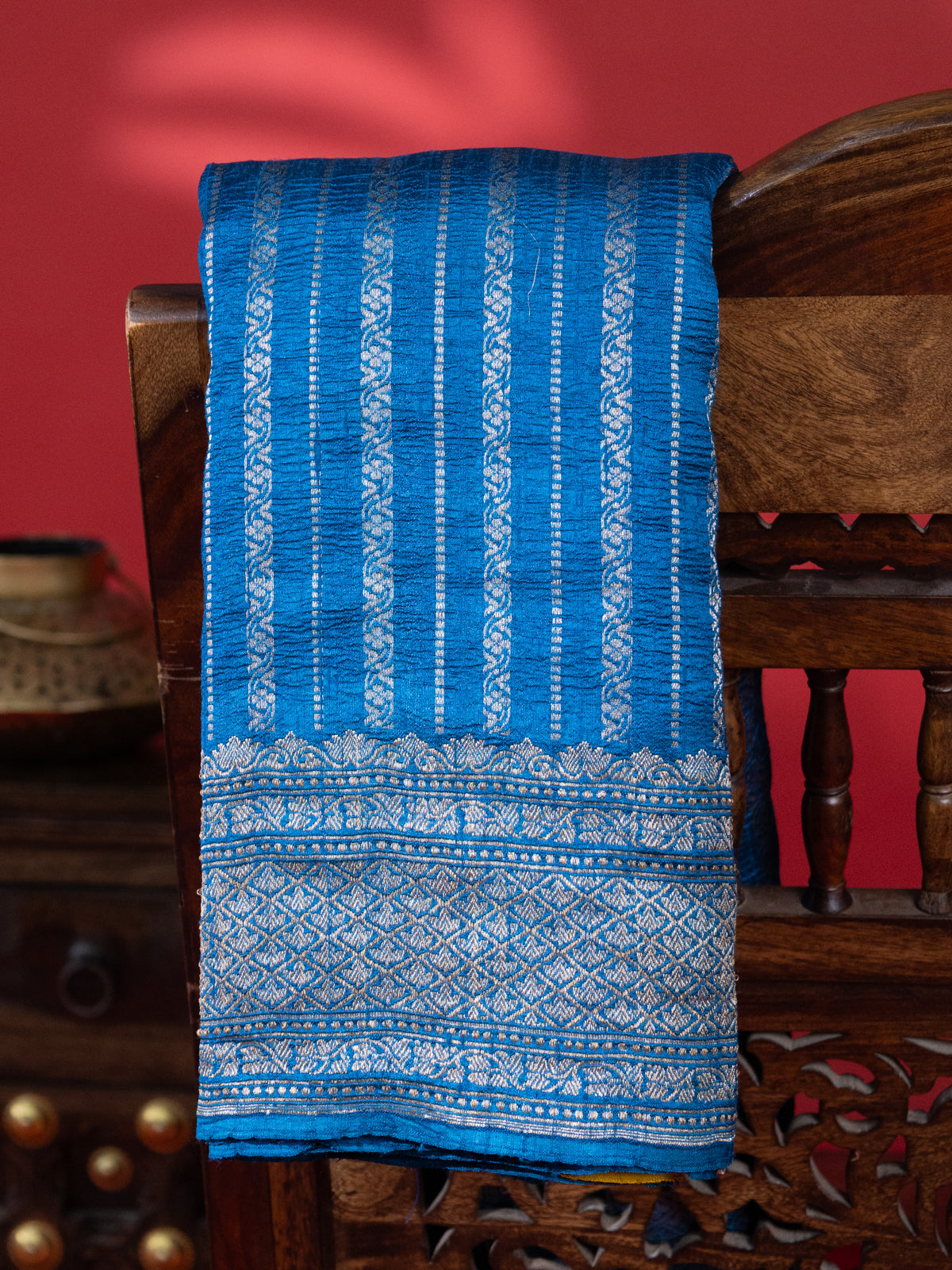 Cs Blue & Yellow Banarasi Raw Silk Saree
