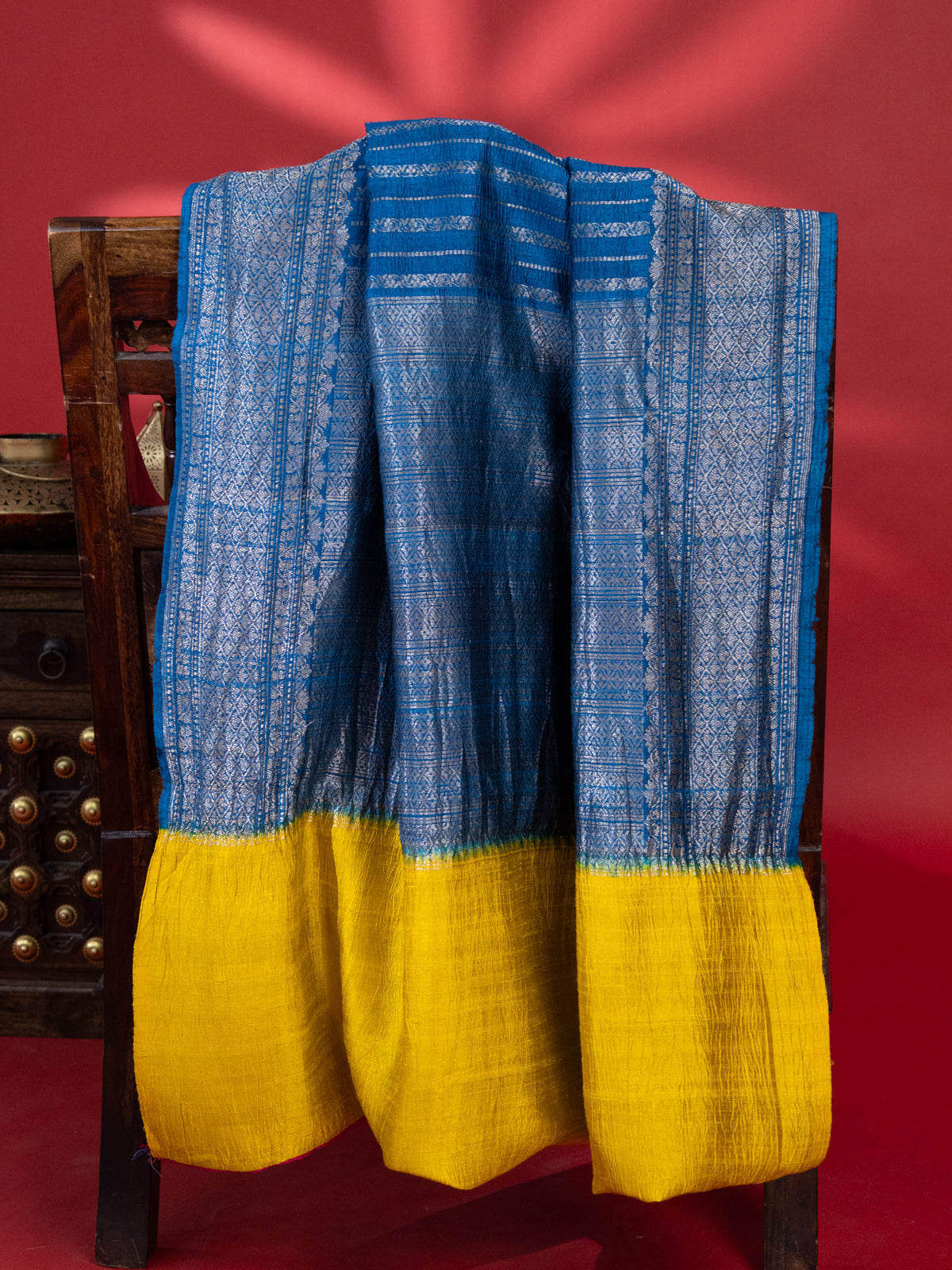 Cs Blue & Yellow Banarasi Raw Silk Saree