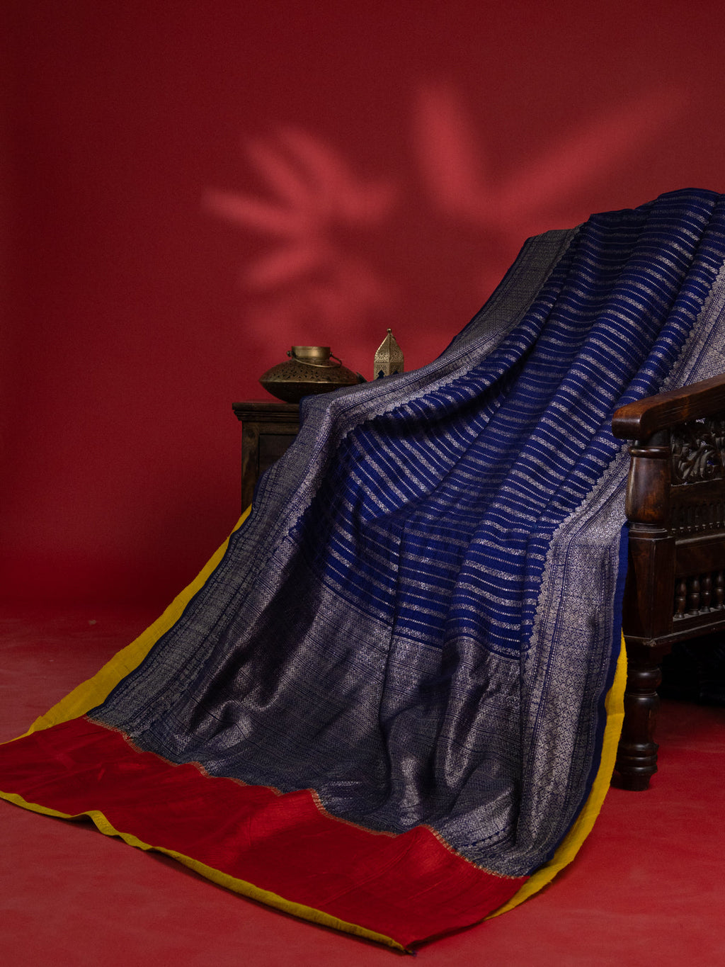 Blue & Yellow Banarasi Raw Silk Saree