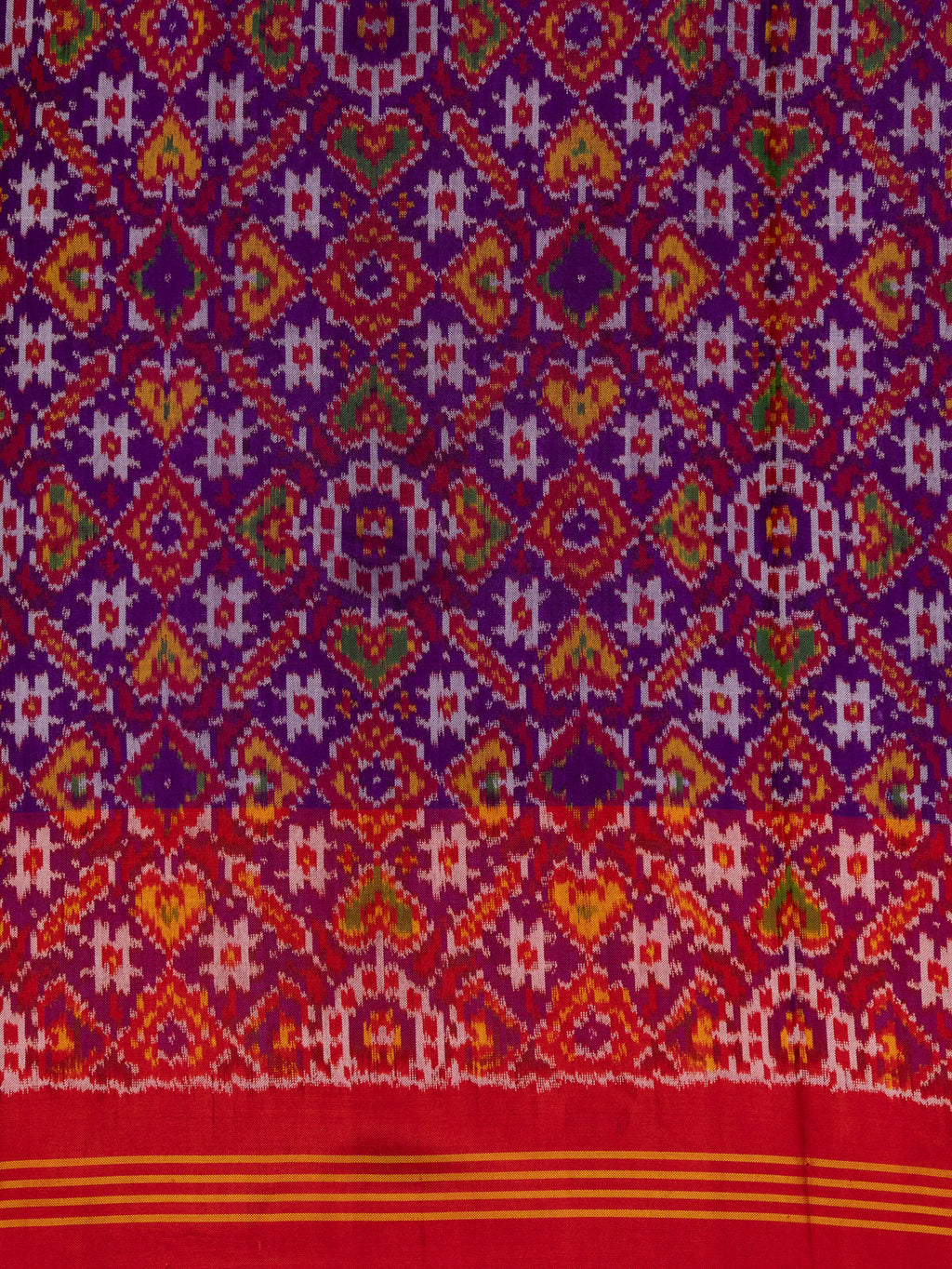 Violet & Red Patan Patola Silk Saree With Petit Point Embroidery