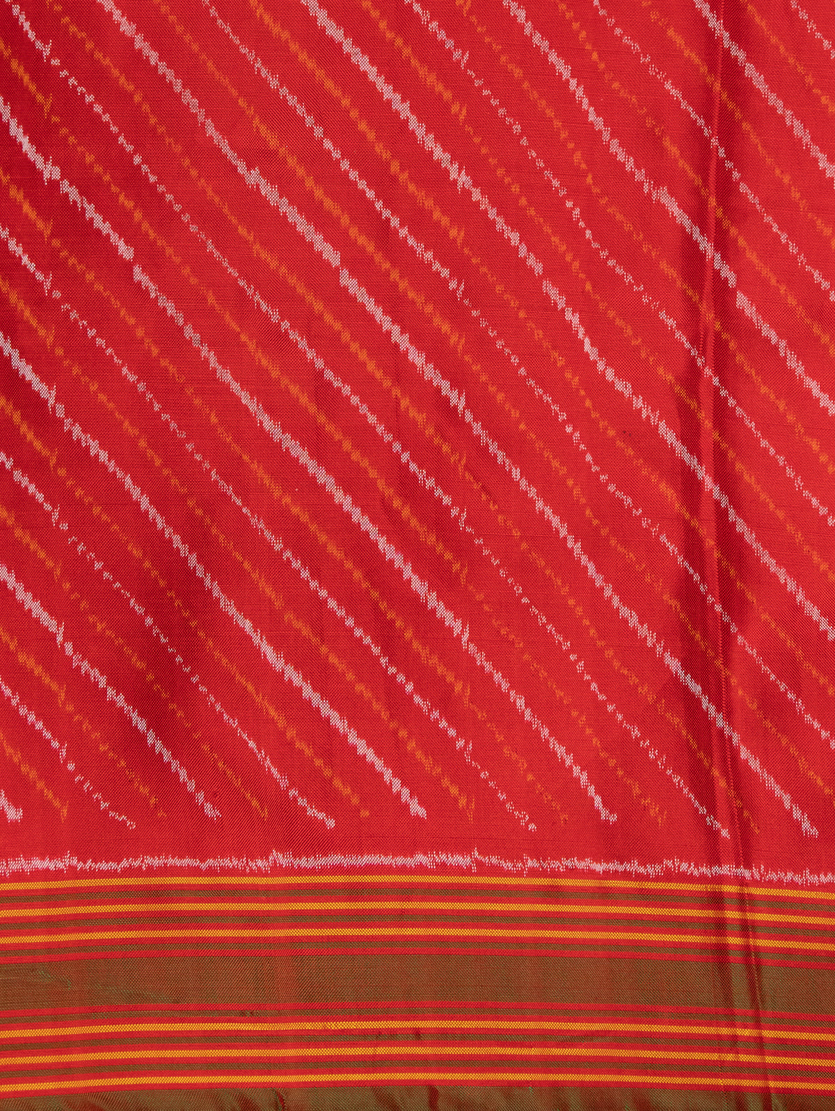 Off White & Red Patan Patola Silk Saree With Petit Point Embroidery