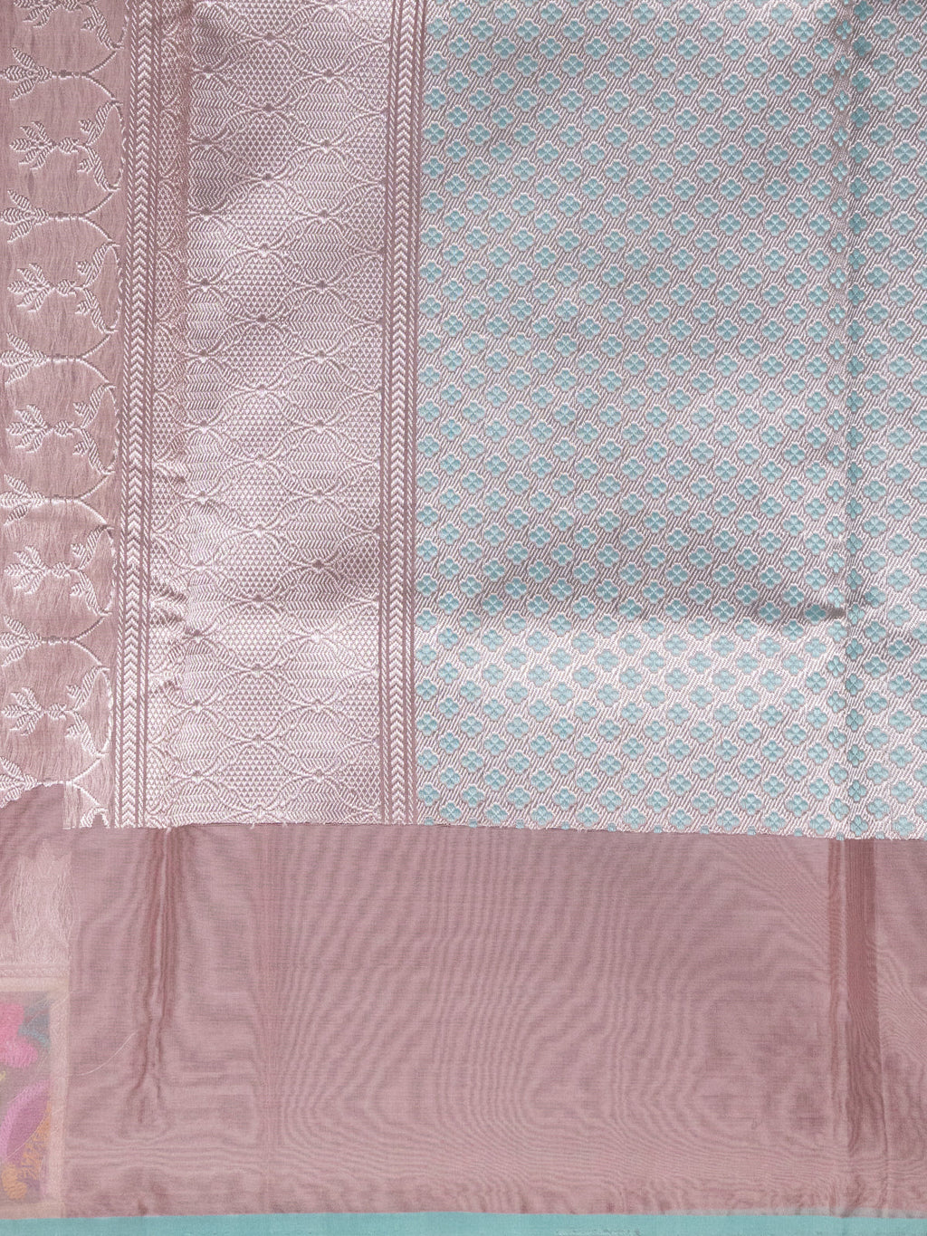 Peach Pink Organza Silk Saree With Border Embroidery