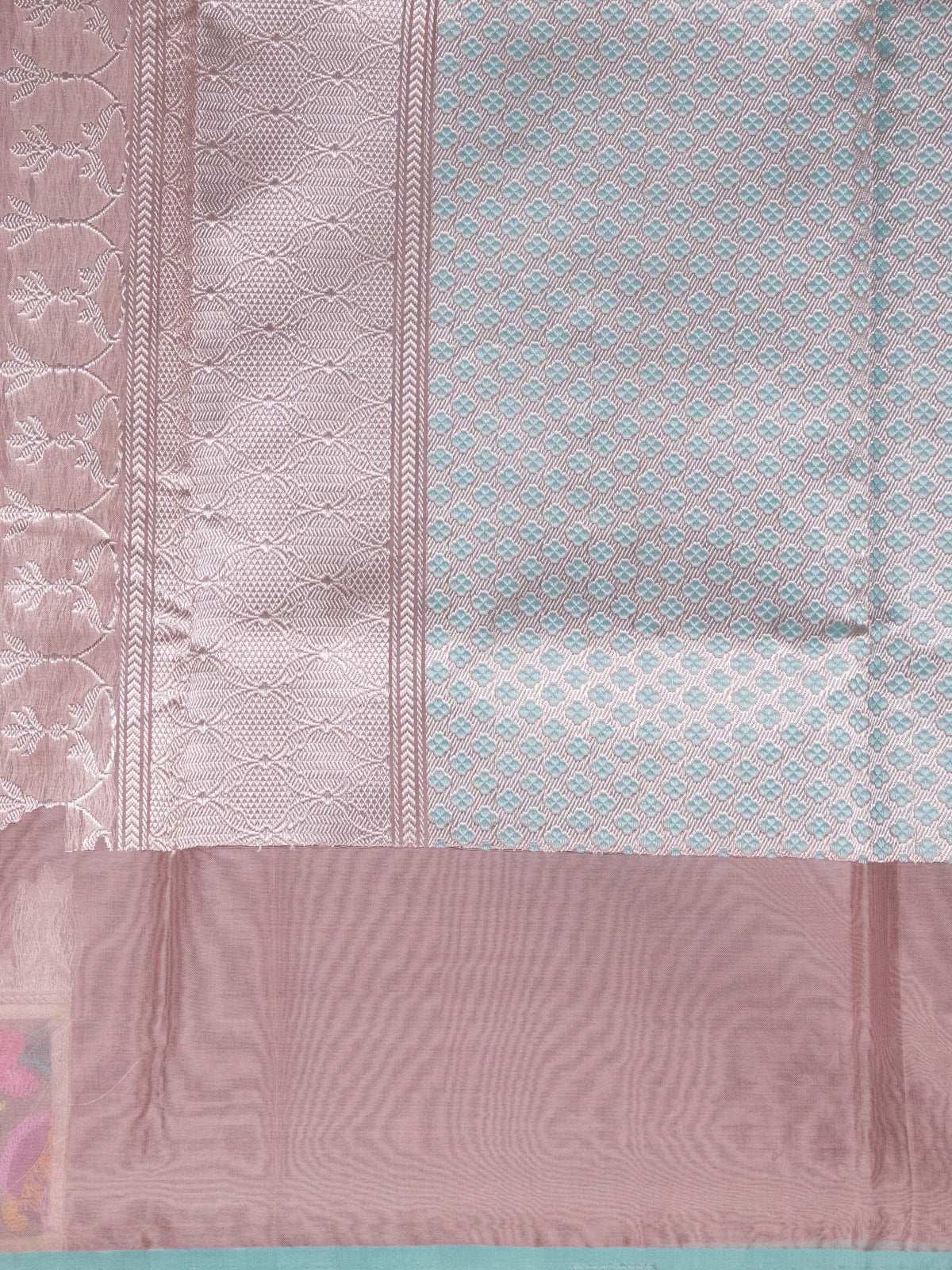 Peach Pink Organza Silk Saree With Border Embroidery