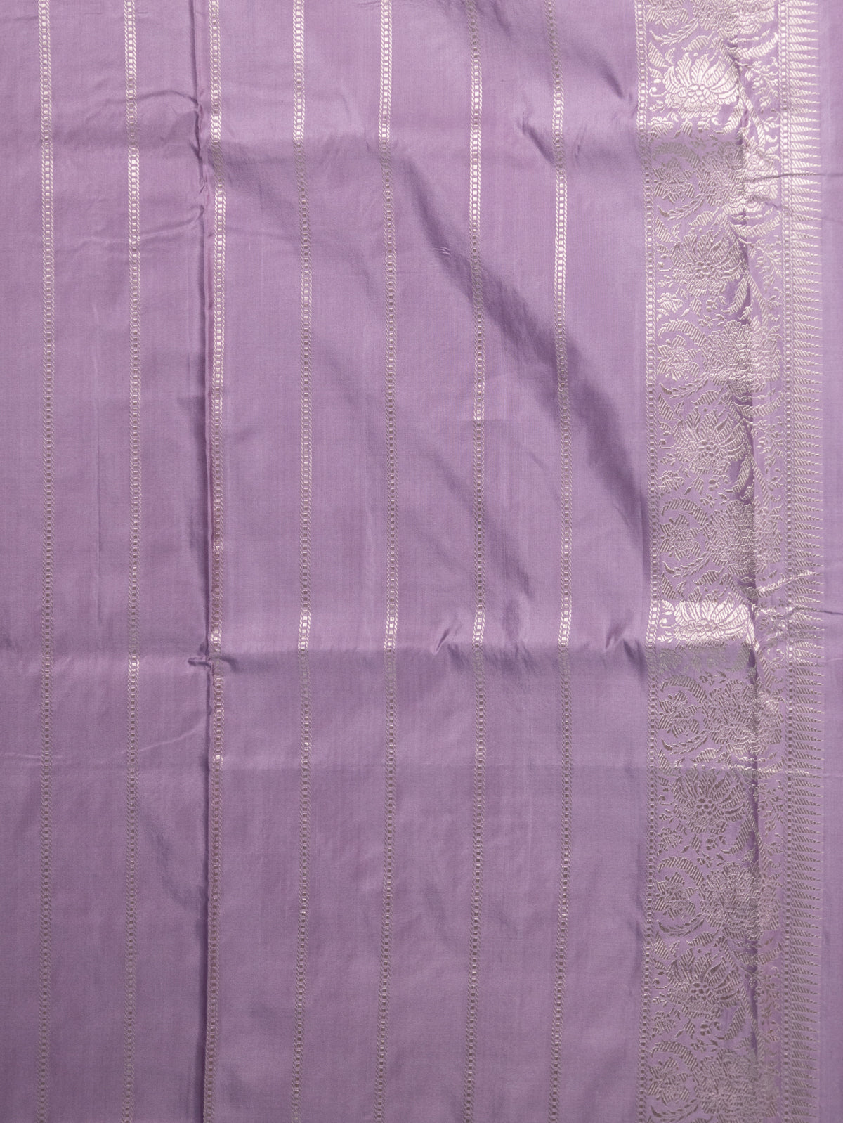 Lavender Banarasi Silk Saree With Convent Embroidery