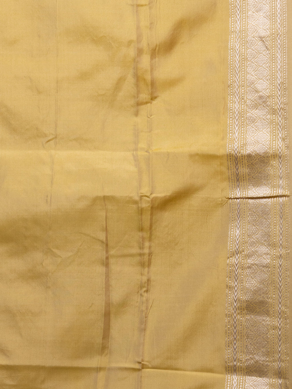 Pale Yellow Banarasi Silk Saree With Convent Embroidery