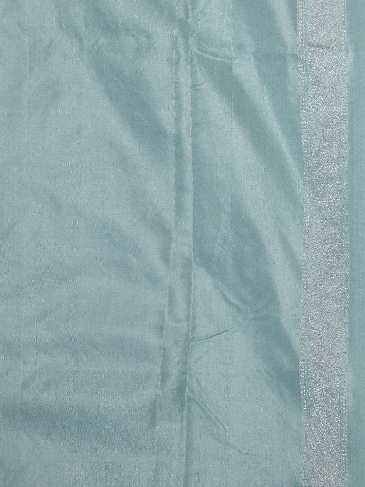 Pastel Blue Banarasi Silk Saree With Convent Embroidery