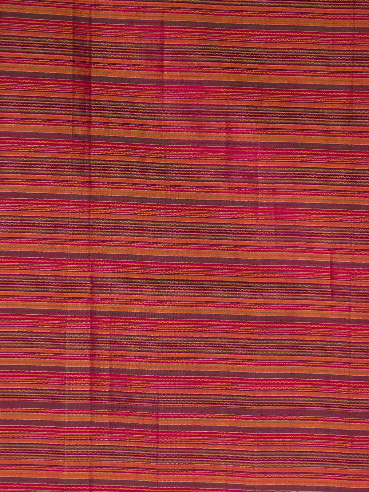 Mehendi Green Pure Kanchipuram Silk Multi Colour Stripes With Convent Embroidery