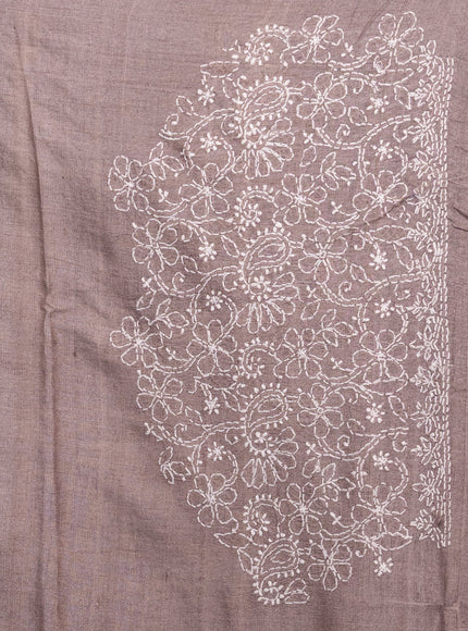 Brown Tussar Silk Saree With Border Embroidery