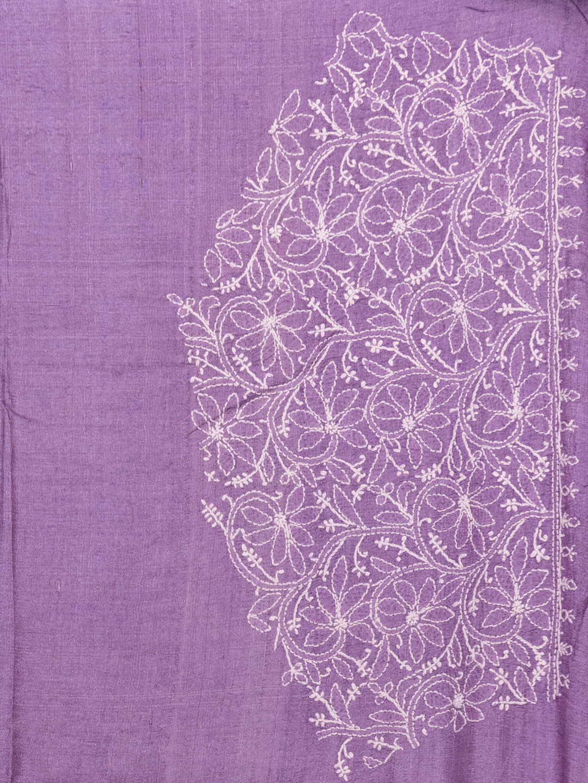 Lavender Tussar Silk Saree Border Embroidery