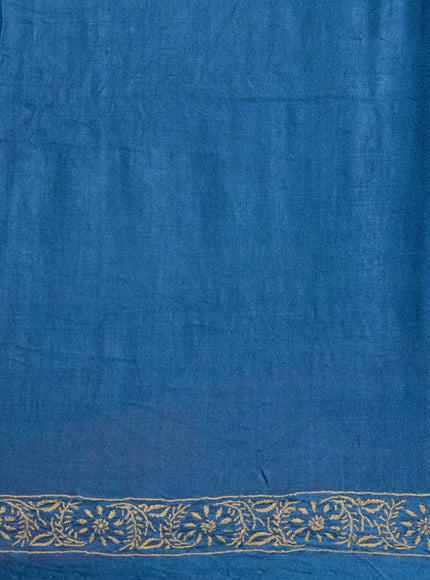 Blue Gajji Silk With Tie & Dye Buttas And Kutch Embroidery