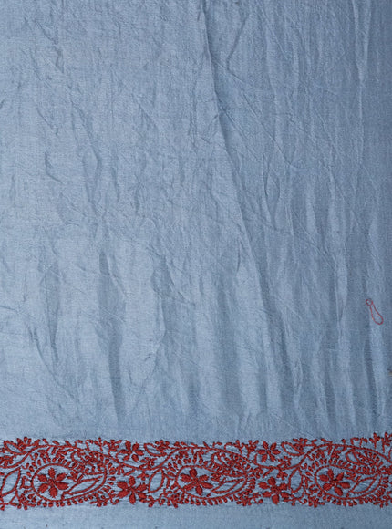 Pastel Blue Satin Tussar Silk Saree With Bandhej