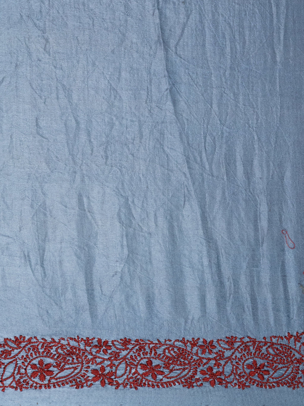 Pastel Blue Satin Tussar Silk Saree With Bandhej