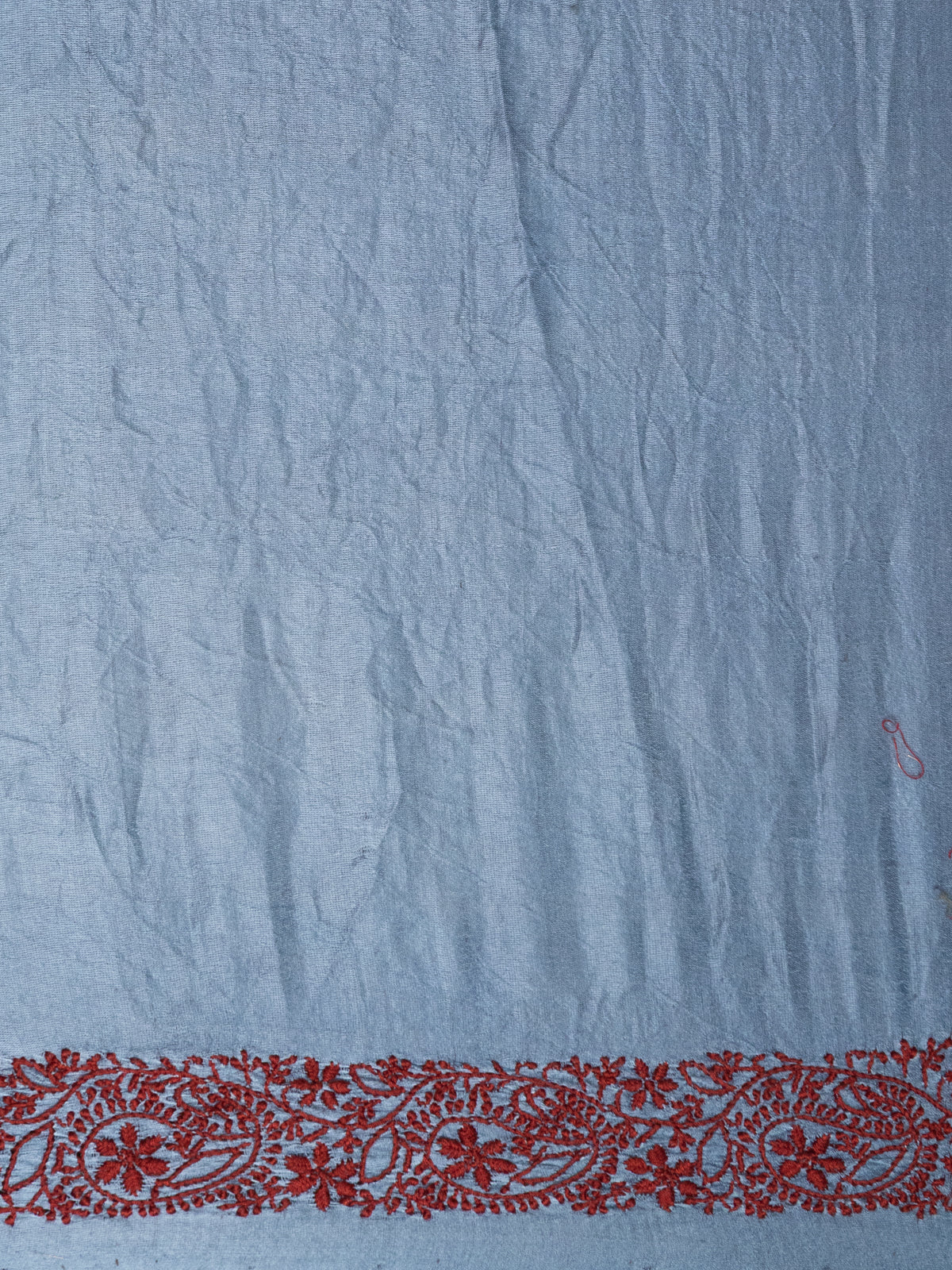 Pastel Blue Satin Tussar Silk Saree With Bandhej