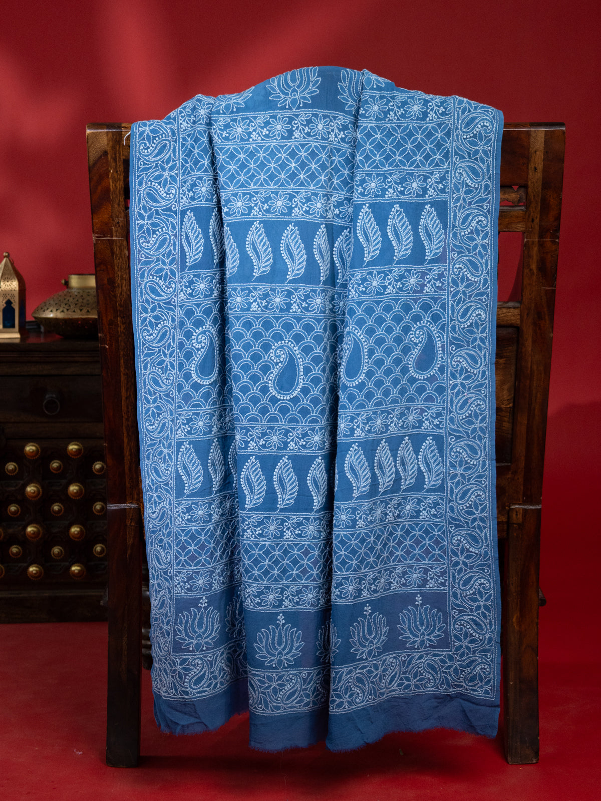 Blue Banarasi Georgette Saree With Bandhej