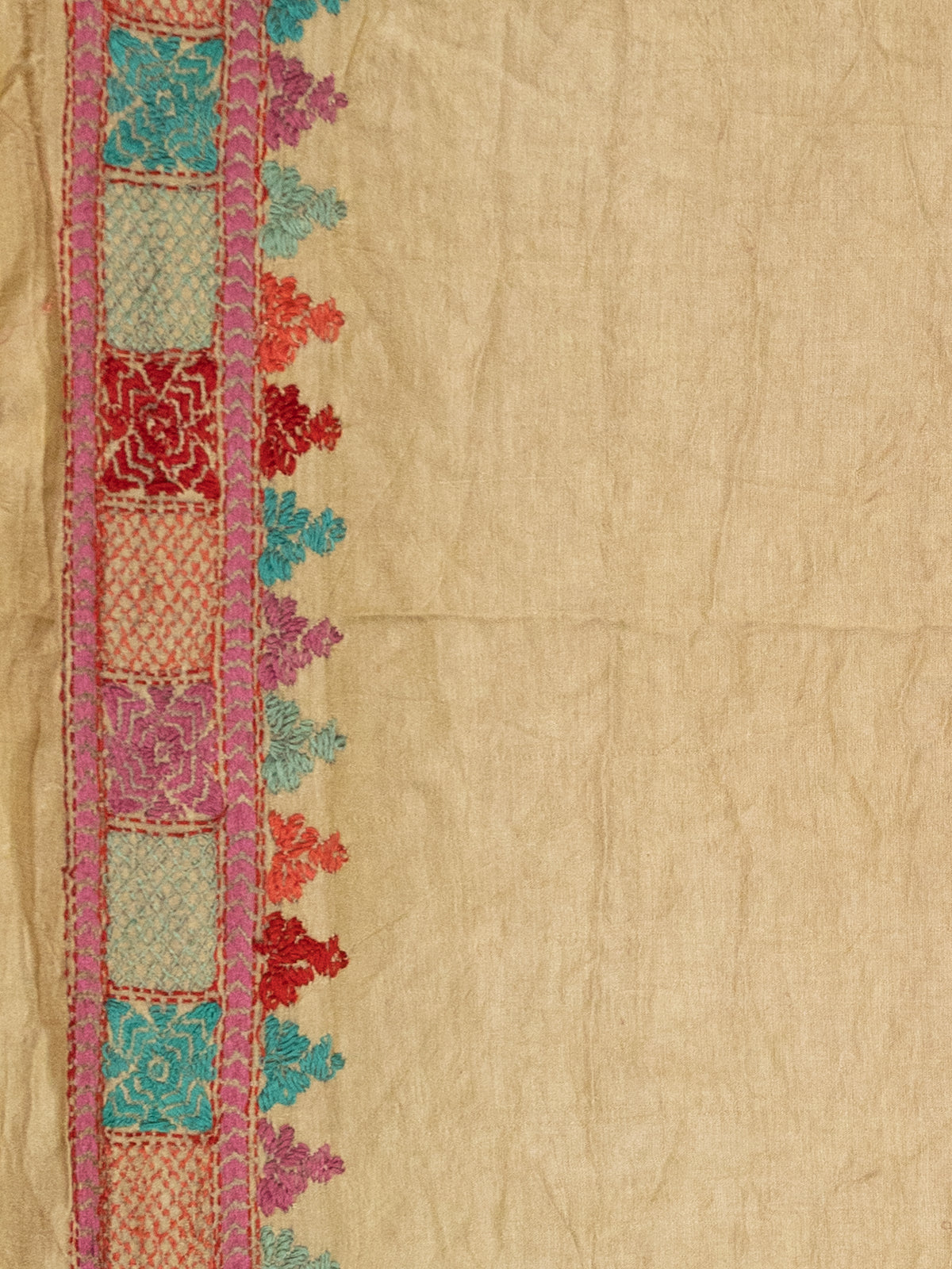 Pink & Beige Gajji Silk With Bandhej And Kutch Embroidery