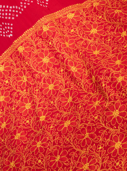Tomato Red Georgette Saree With Bandhej