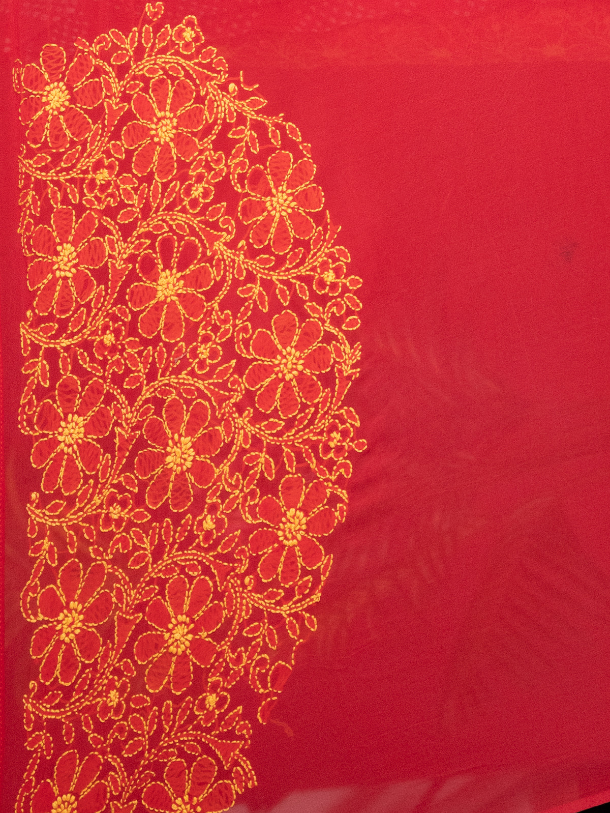 Tomato Red Georgette Saree With Bandhej