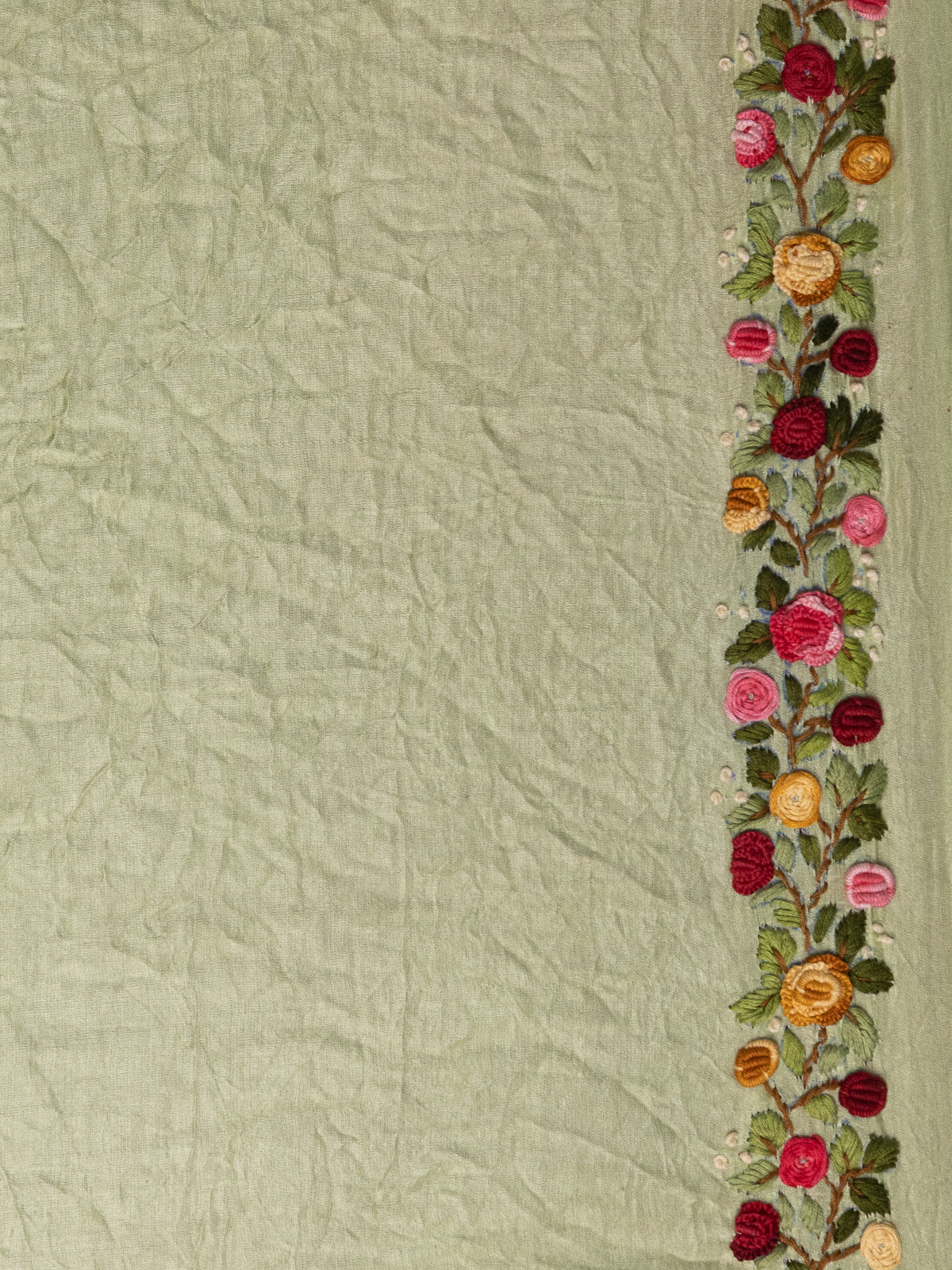 Pink & Pista Green Gajji Silk With Bandhej And Kutch Embroidery