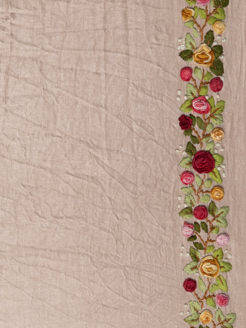 Red & Beige Gajji Silk With Bandhej And Kutch Embroidery